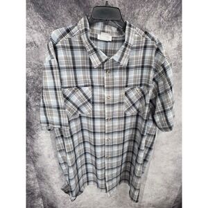 KingSize Special Edition Shirt Men 4XL Black Plaid Button Up Short Sleeve Casual